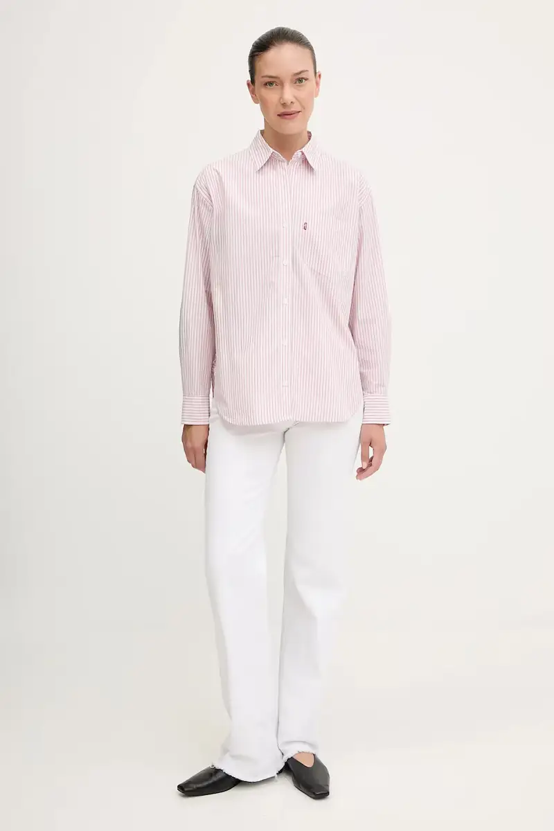 Levi's camicia in cotone donna colore rosa 001HM miniatura 2