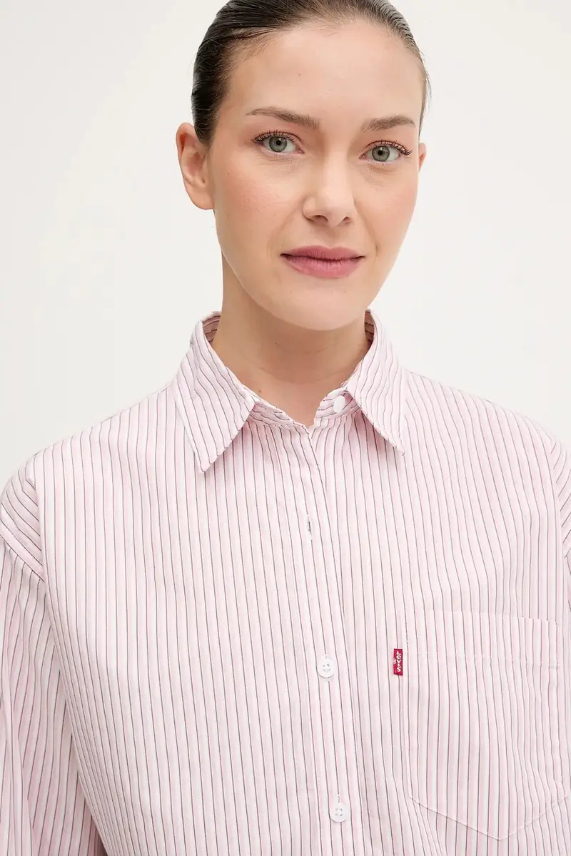 Levi's camicia in cotone donna colore rosa 001HM miniatura 4