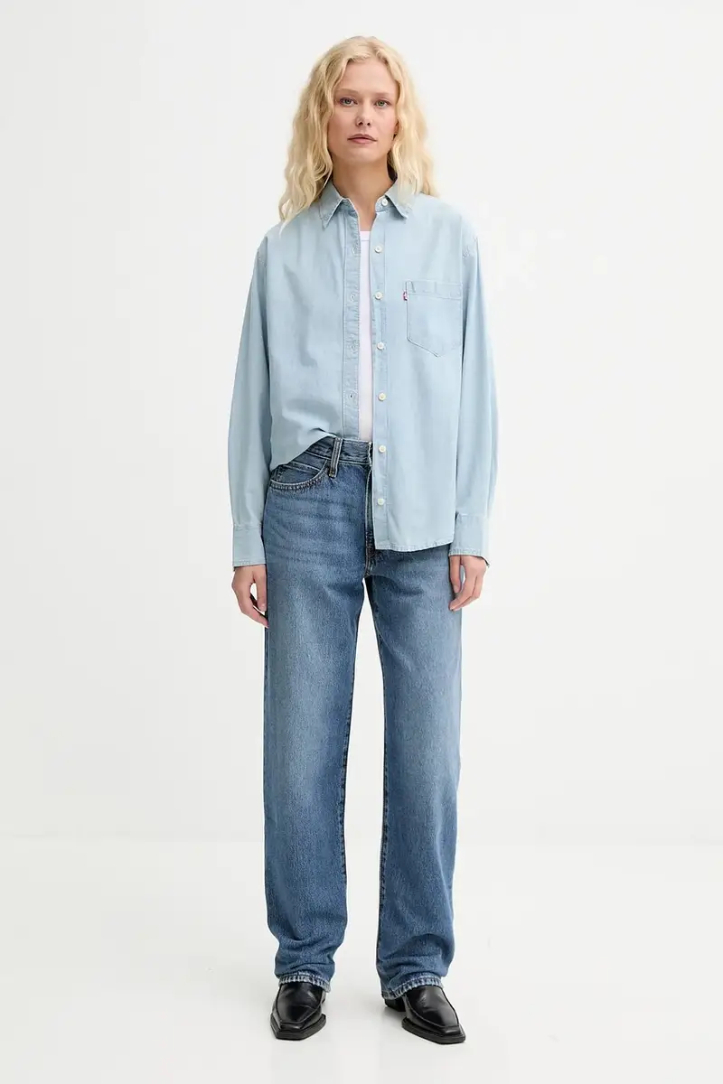 Levi's camicia in cotone HARLIE NEW BF SHIRT donna colore grigio 001HM Blu miniatura 2