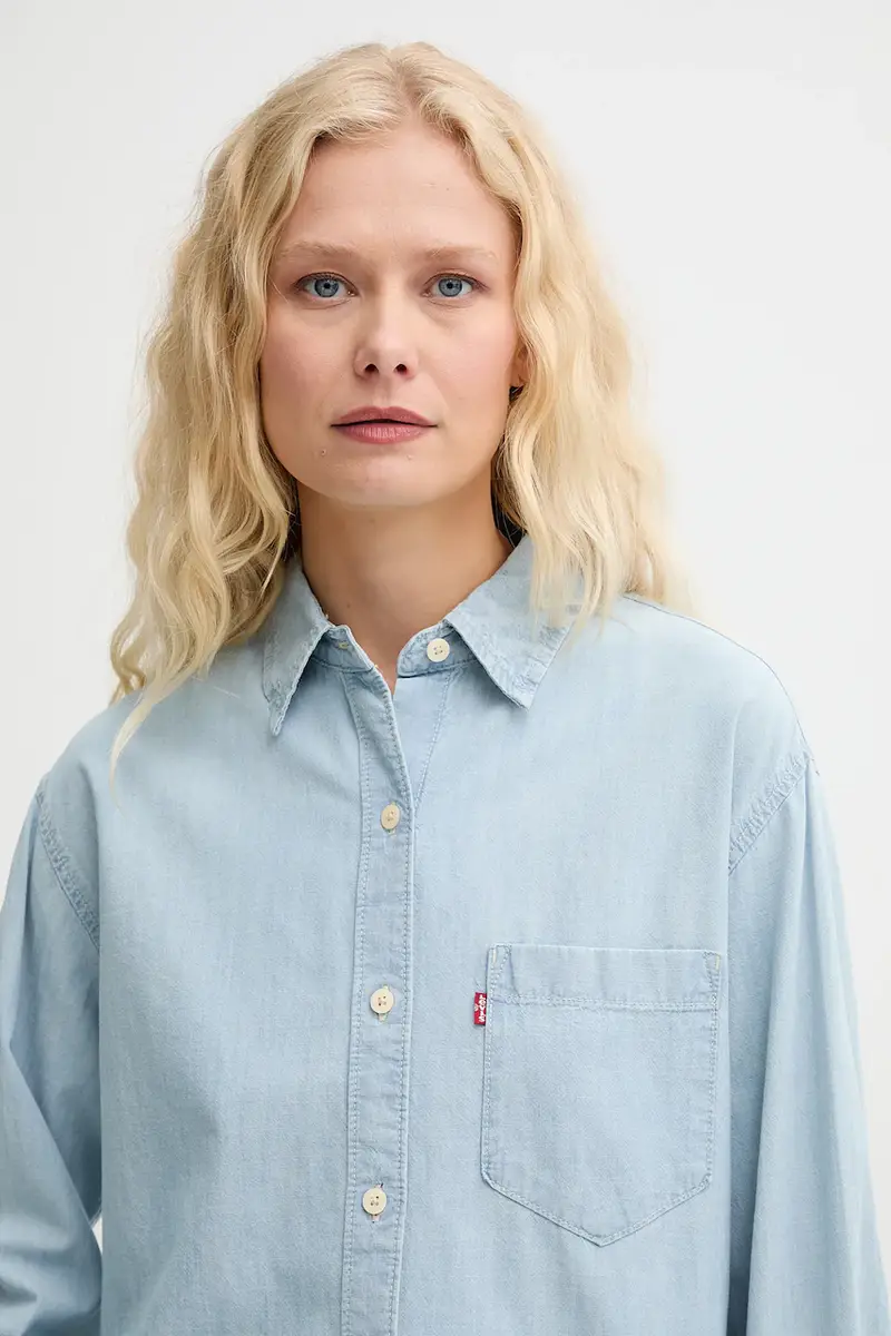 Levi's camicia in cotone HARLIE NEW BF SHIRT donna colore grigio 001HM Blu miniatura 4