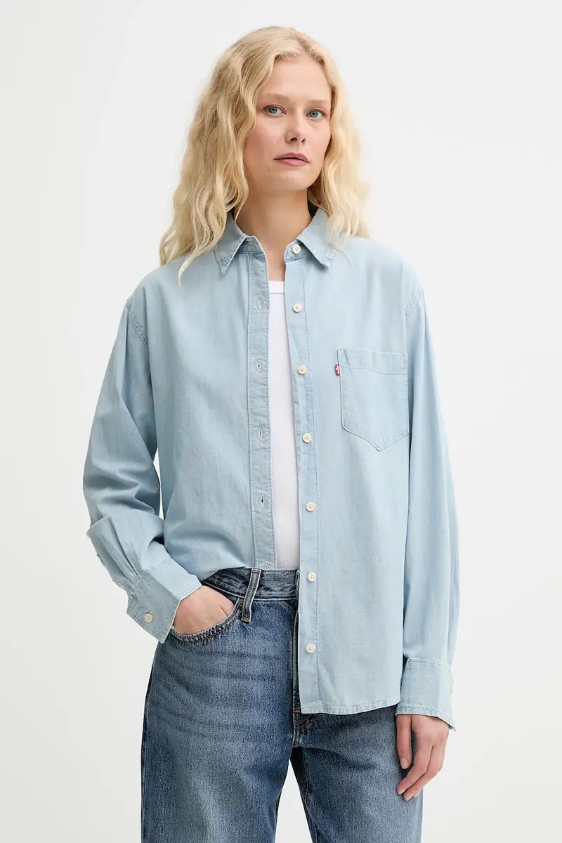 Levi's camicia in cotone HARLIE NEW BF SHIRT donna colore grigio 001HM Blu