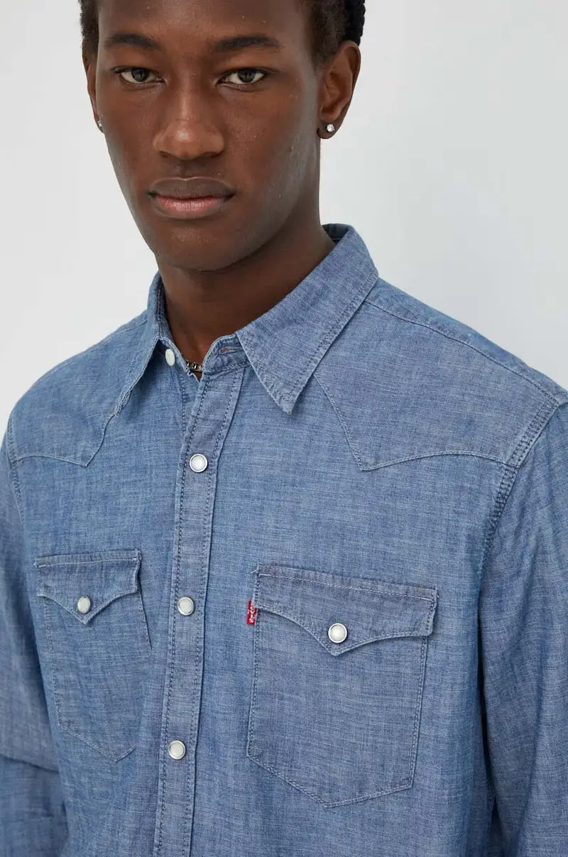 Levi's camicia in cotone uomo colore blu miniatura 3