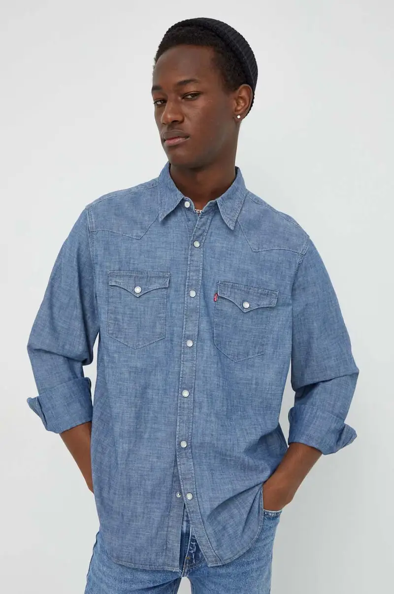 Levi's camicia in cotone uomo colore blu