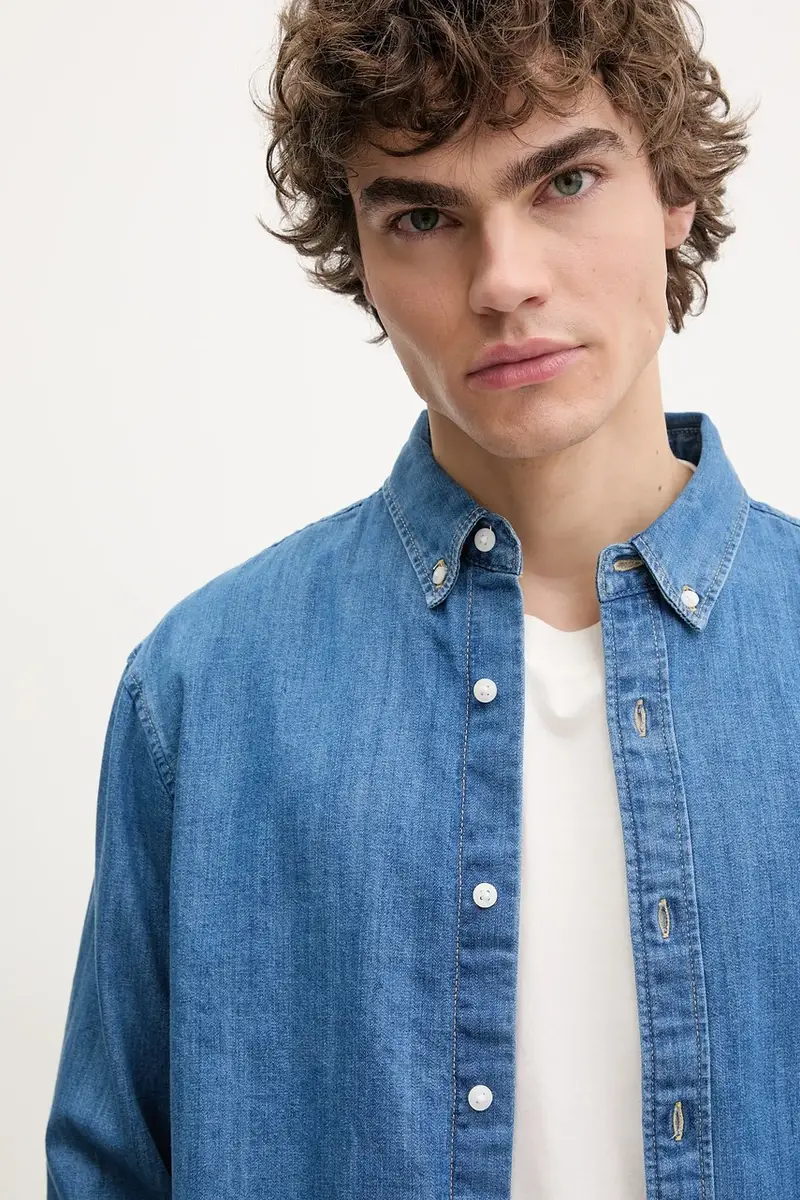 Levi's camicia in cotone uomo colore blu miniatura 4