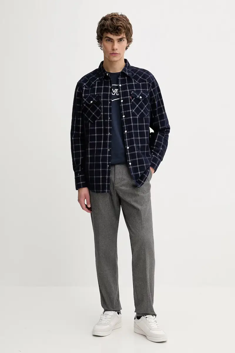 Levi's camicia in cotone uomo colore blu navy 85744 miniatura 2