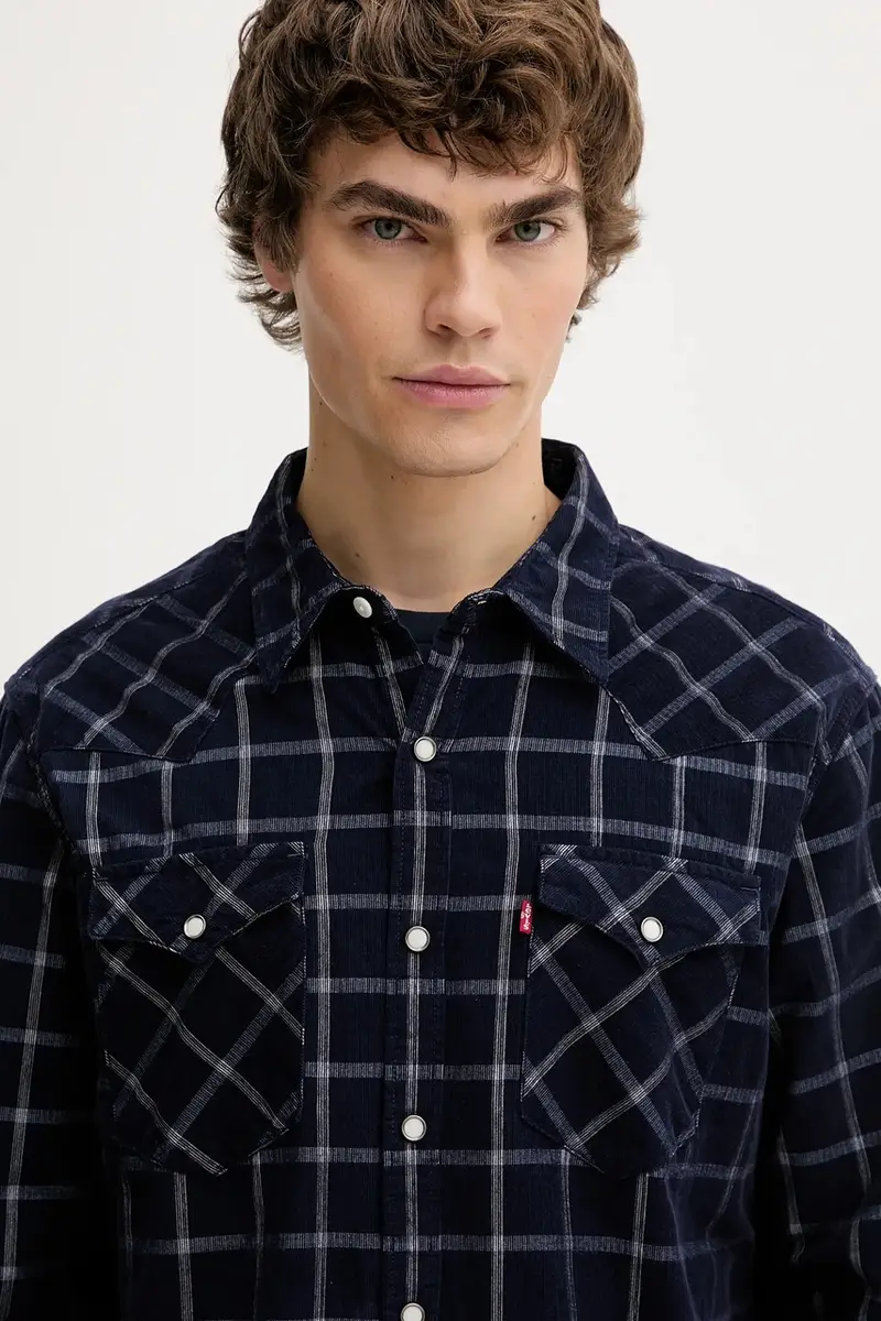 Levi's camicia in cotone uomo colore blu navy 85744 miniatura 4