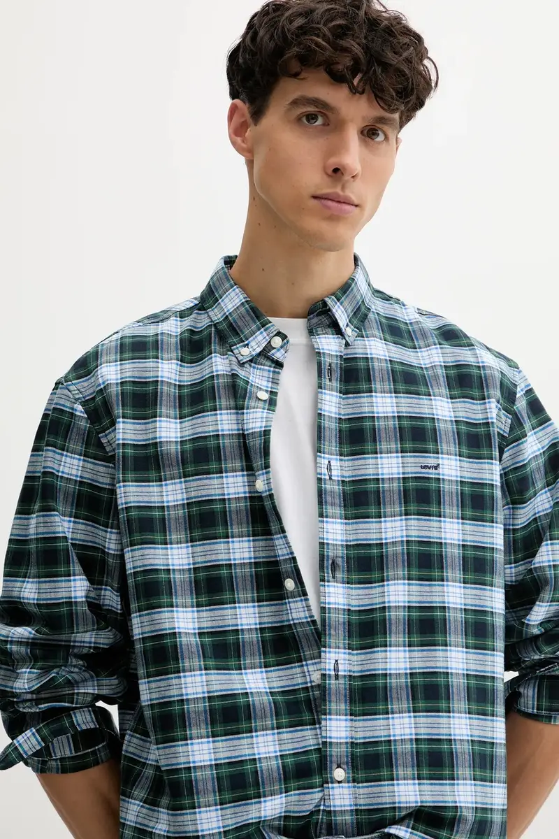 Levi's camicia in cotone uomo colore blu navy A7210 miniatura 4