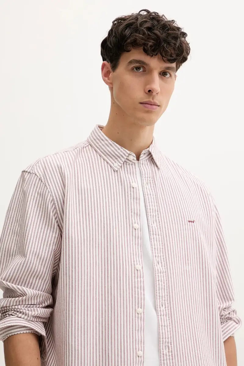 Levi's camicia in cotone uomo colore granata A7210 miniatura 4