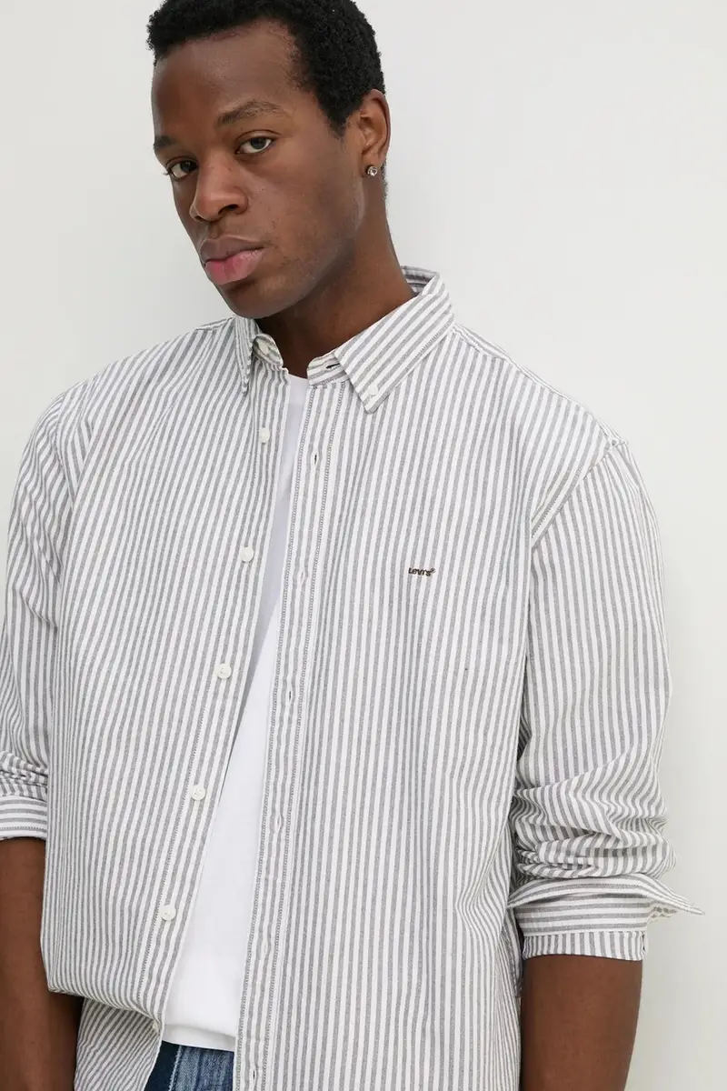 Levi's camicia in cotone uomo colore grigio miniatura 4