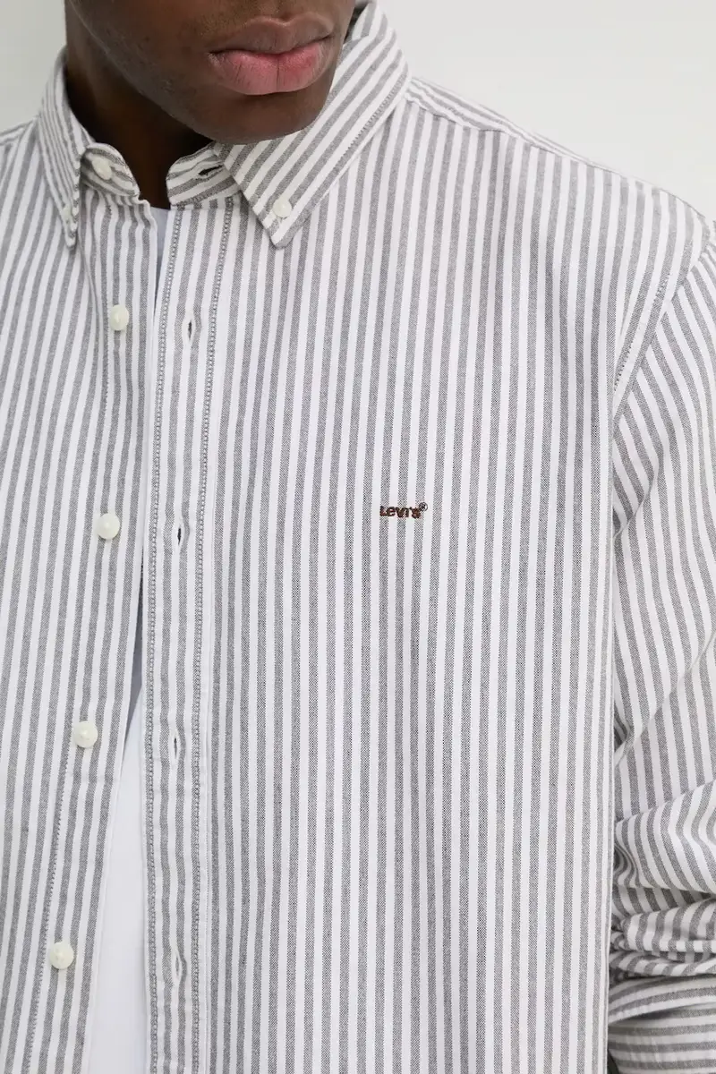 Levi's camicia in cotone uomo colore grigio miniatura 5