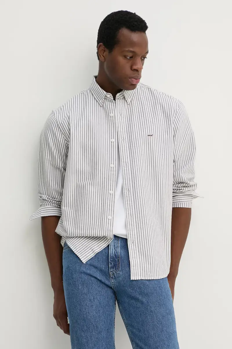 Levi's camicia in cotone uomo colore grigio
