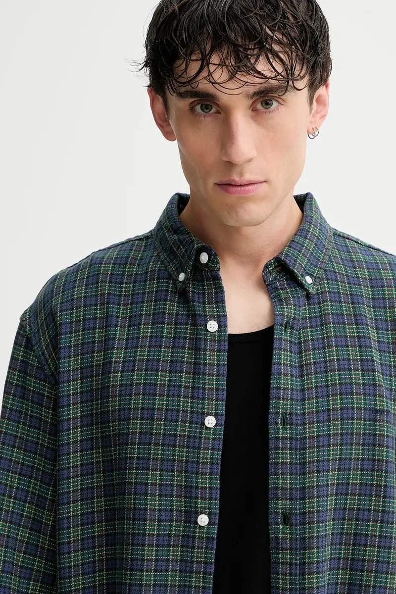 Levi's camicia in cotone uomo colore verde A7210 miniatura 4