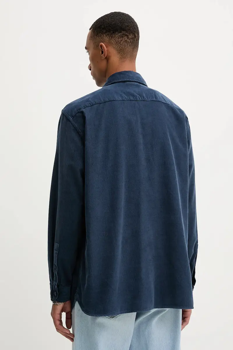 Levi's camicia in velluto a coste uomo colore blu navy 19573 miniatura 3