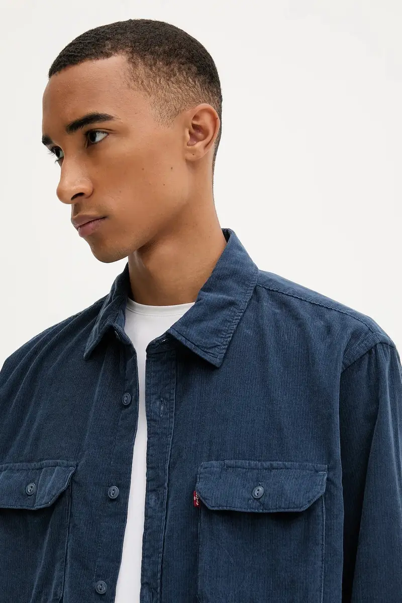 Levi's camicia in velluto a coste uomo colore blu navy 19573 miniatura 4