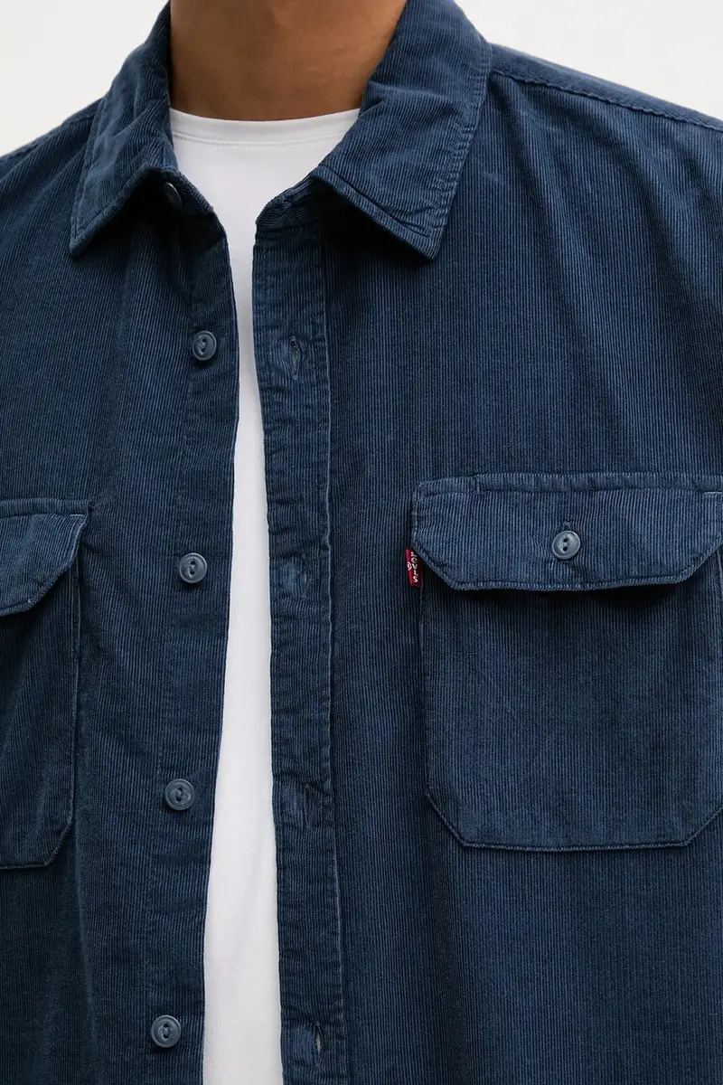 Levi's camicia in velluto a coste uomo colore blu navy 19573 miniatura 5