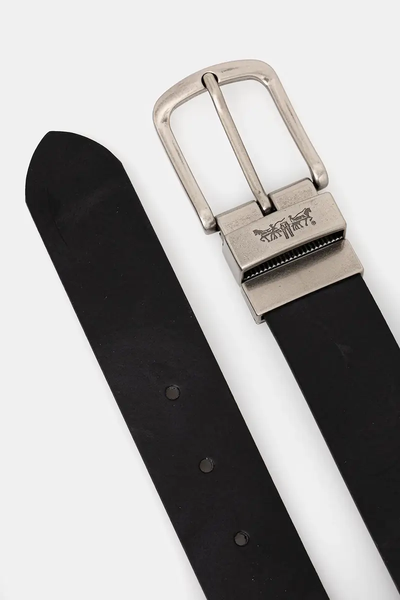 Levi's cintura in pelle bilaterale colore nero 004BV miniatura 2