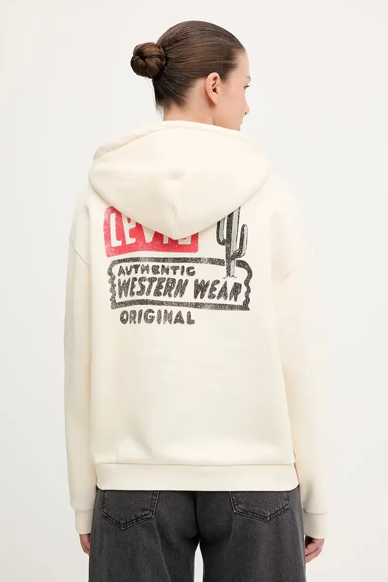 Levi's felpa donna colore beige con cappuccio 001B6