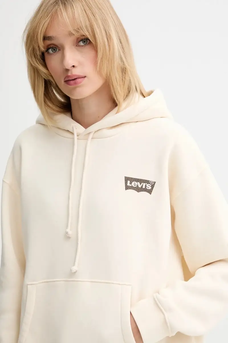 Levi's felpa donna colore beige con cappuccio 004ND miniatura 4