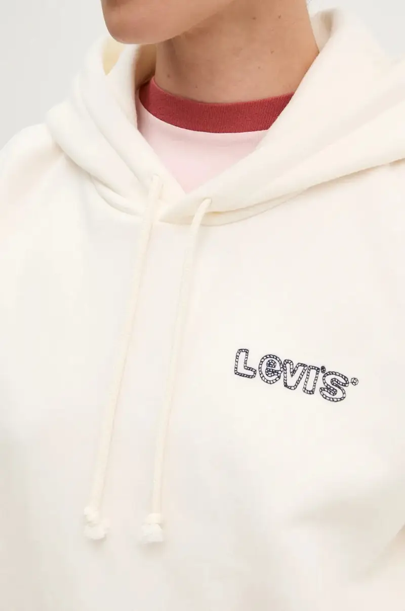 Levi's felpa donna colore beige con cappuccio con applicazione A8801 miniatura 5