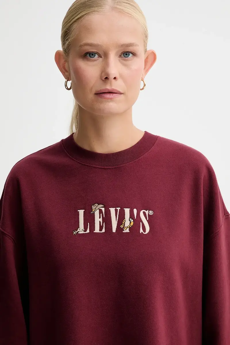 Levi's felpa donna colore granata con applicazione 003RE miniatura 4