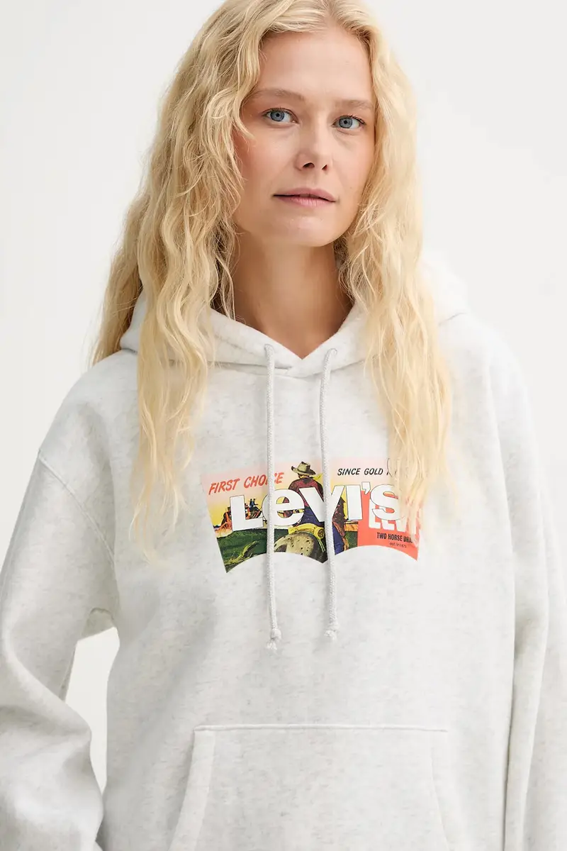 Levi's felpa donna colore grigio con cappuccio A8801 miniatura 4