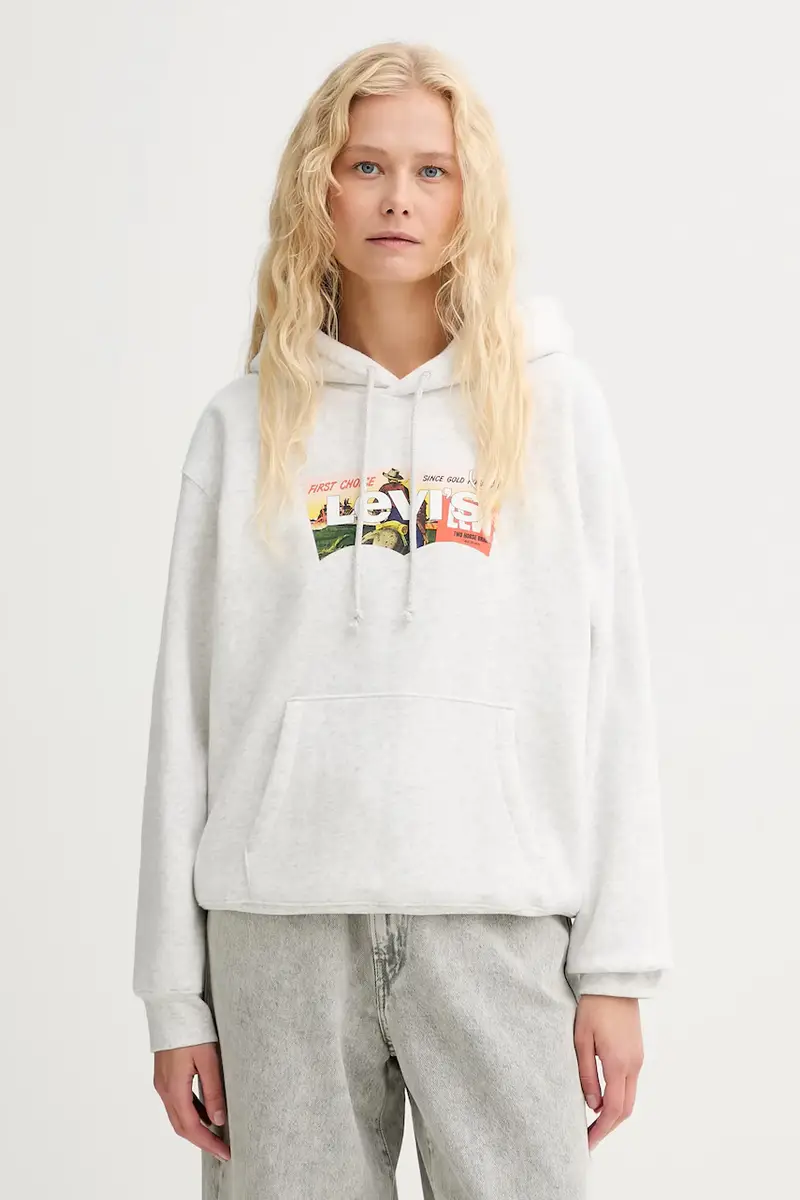 Levi's felpa donna colore grigio con cappuccio A8801
