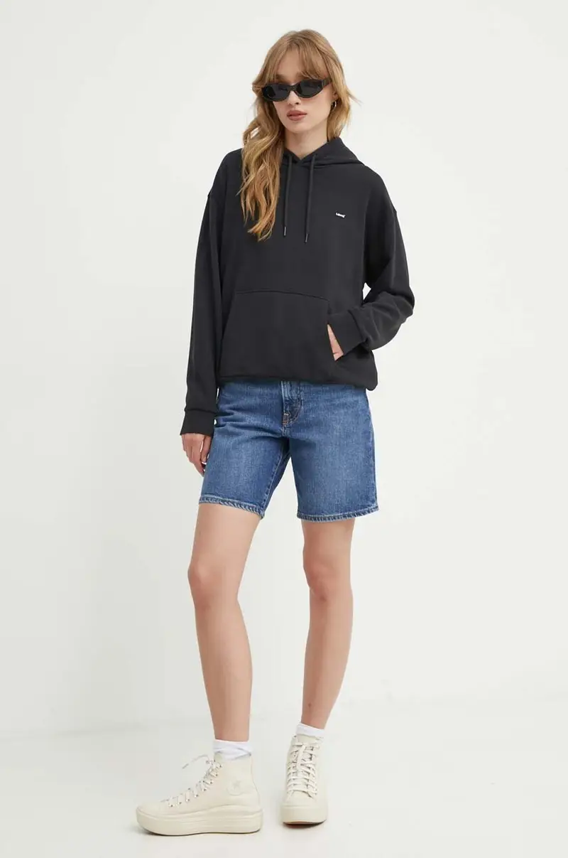 Levi's felpa donna colore nero con cappuccio A5943 miniatura 2