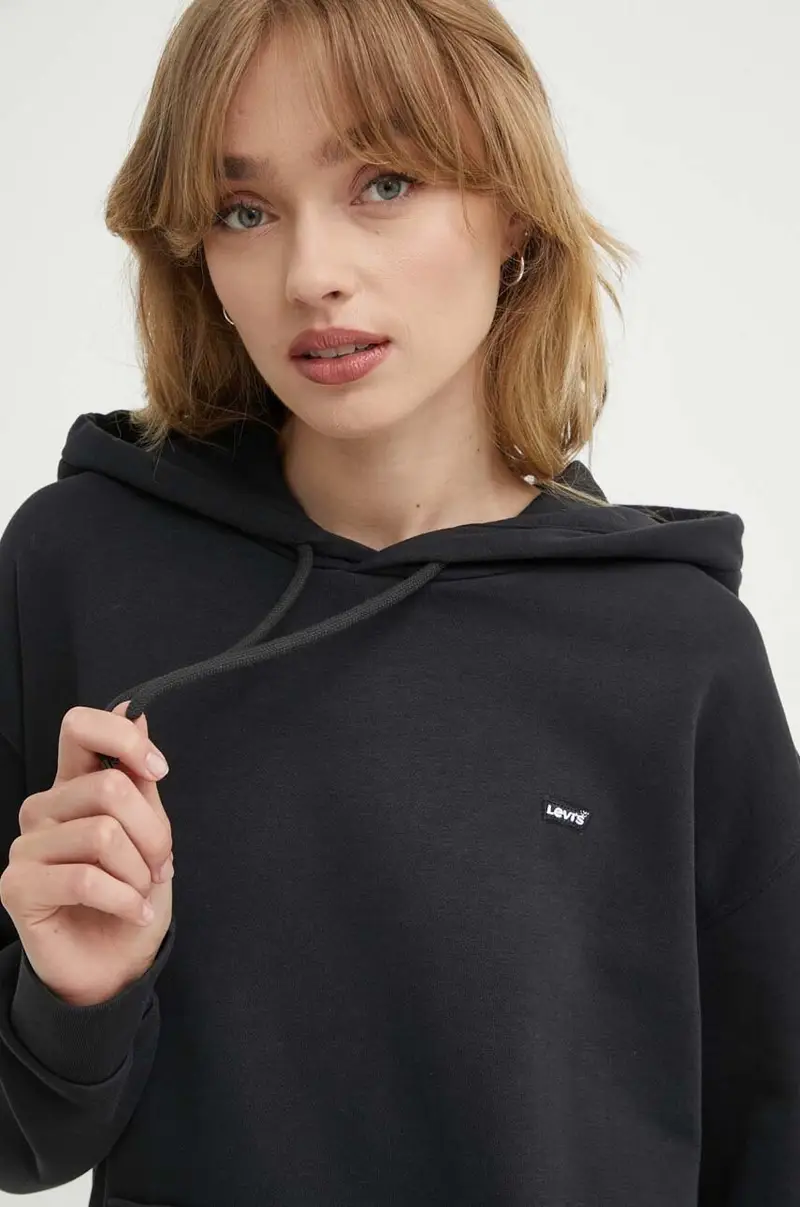 Levi's felpa donna colore nero con cappuccio A5943 miniatura 4