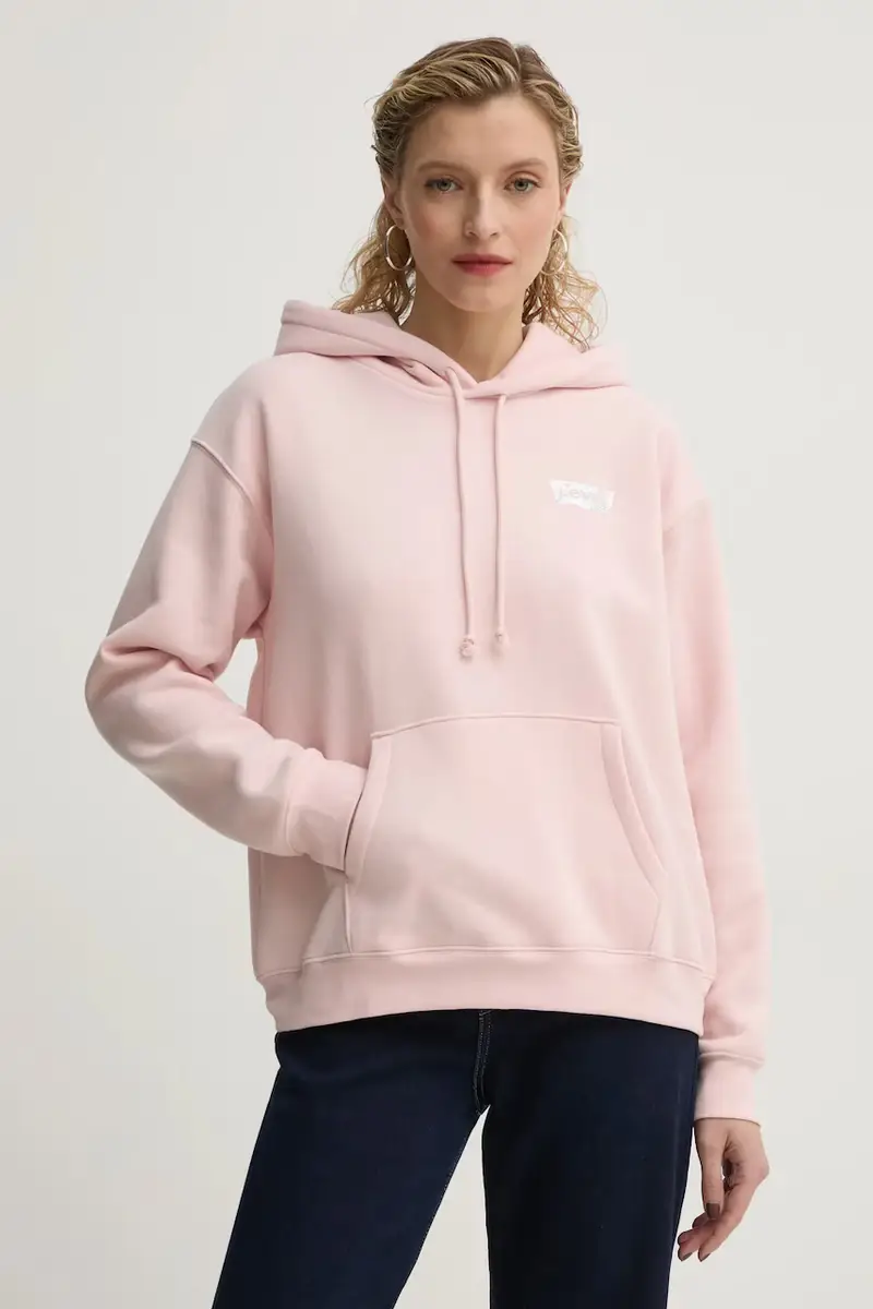 Levi's felpa donna colore rosa con cappuccio con applicazione A8801