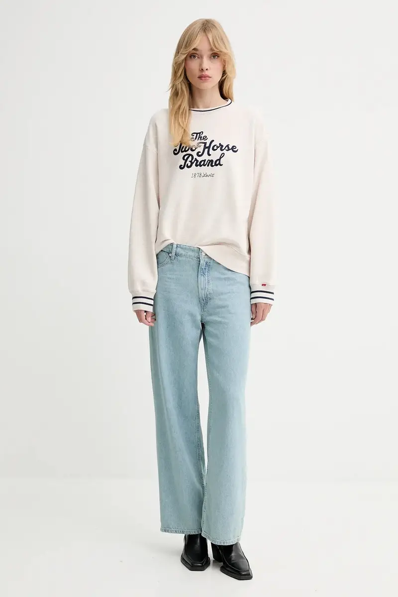 Levi's felpa in cotone donna colore beige con applicazione 0002L miniatura 2