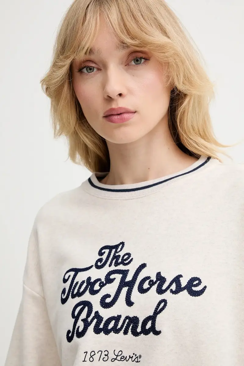 Levi's felpa in cotone donna colore beige con applicazione 0002L miniatura 4