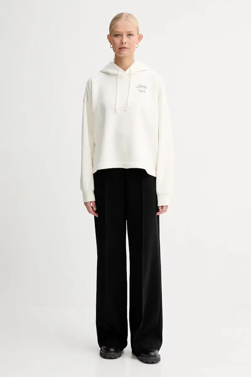 Levi's felpa in cotone donna colore beige con cappuccio A9414 miniatura 2