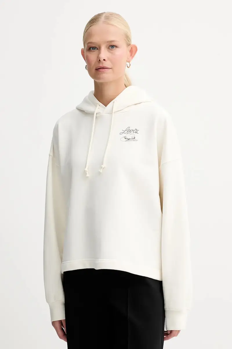 Levi's felpa in cotone donna colore beige con cappuccio A9414 miniatura 3