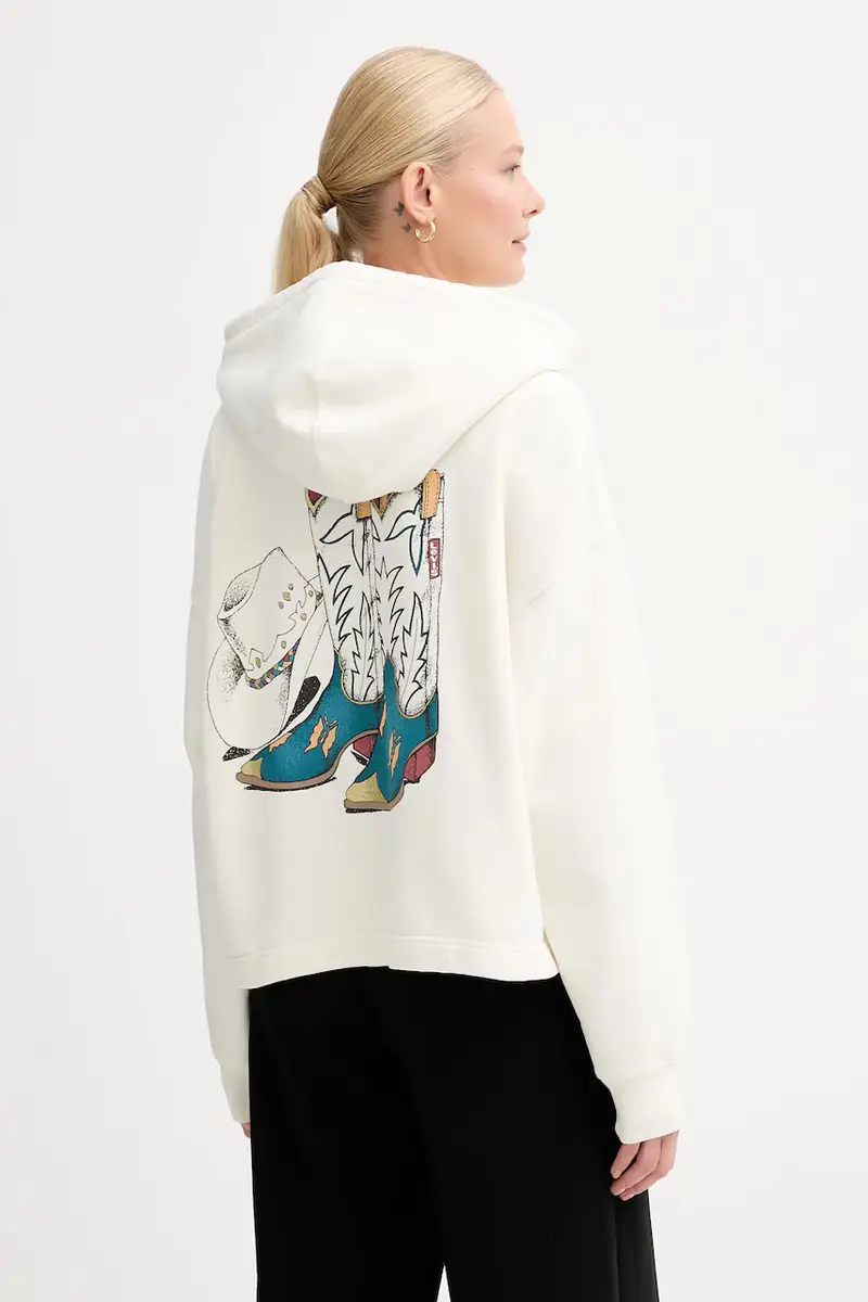 Levi's felpa in cotone donna colore beige con cappuccio A9414