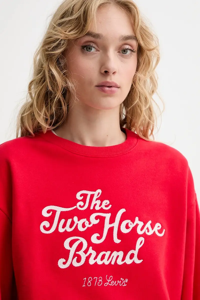 Levi's felpa in cotone donna colore rosso con applicazione 0002L miniatura 4