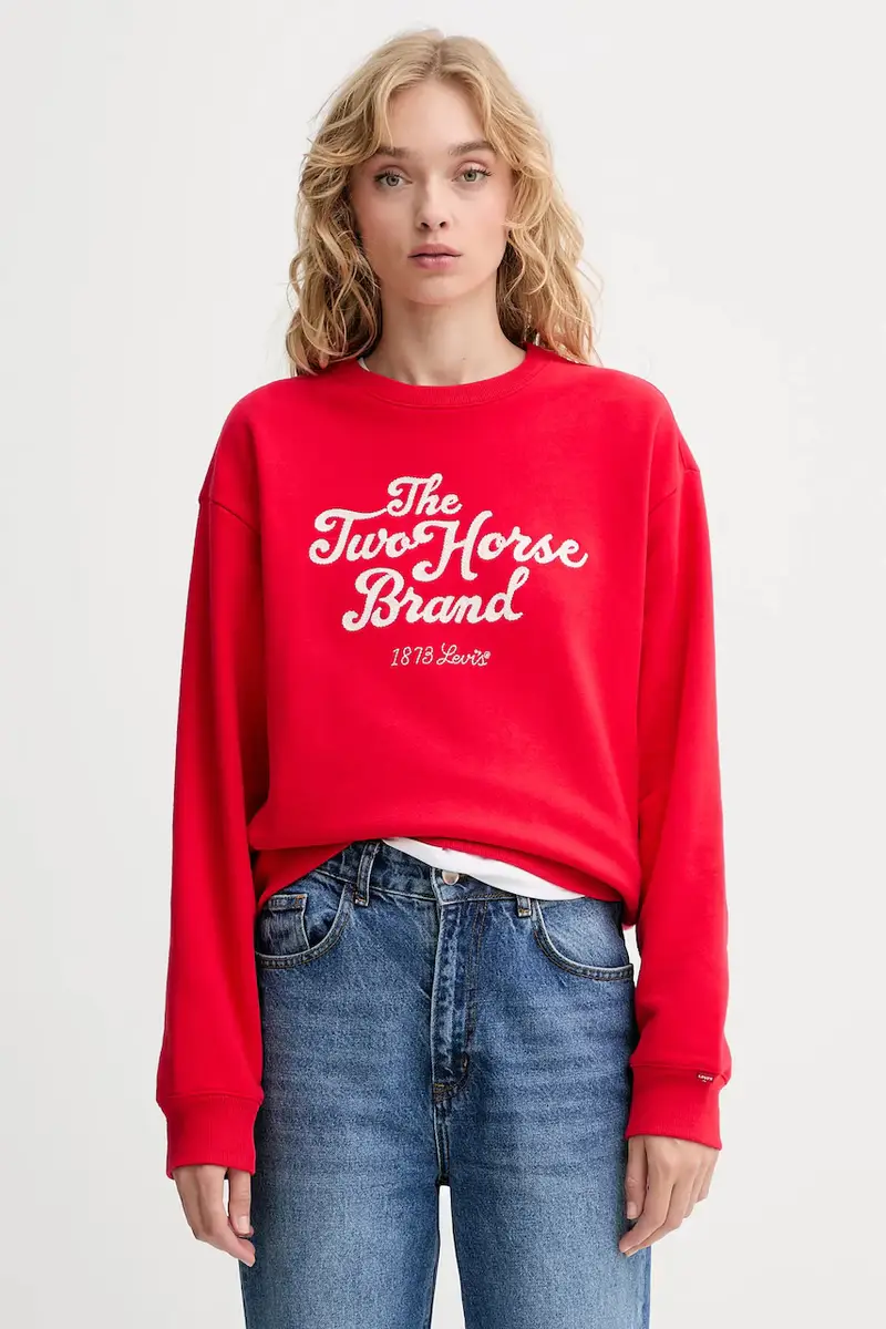 Levi's felpa in cotone donna colore rosso con applicazione 0002L