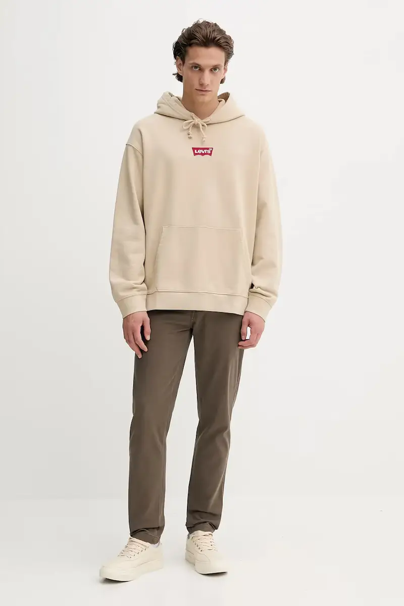 Levi's felpa in cotone uomo colore beige con cappuccio 38479 miniatura 2