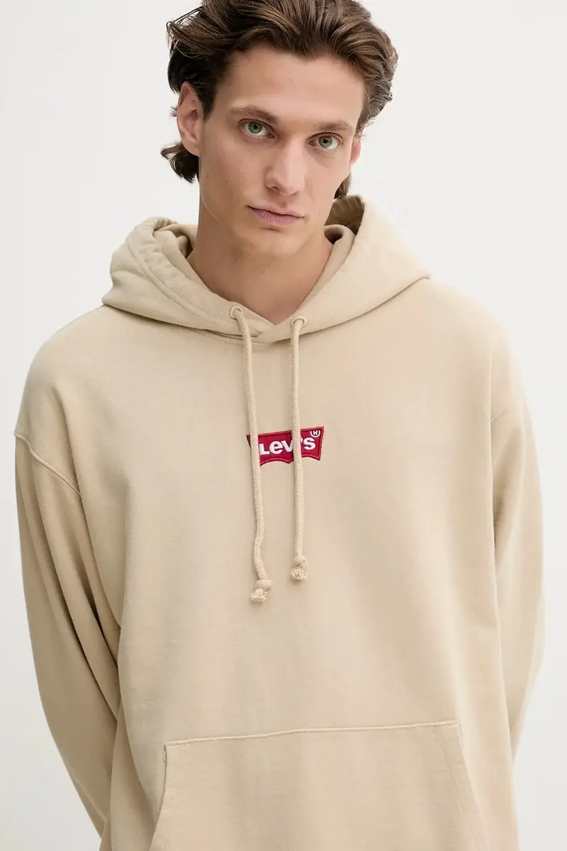 Levi's felpa in cotone uomo colore beige con cappuccio 38479 miniatura 4
