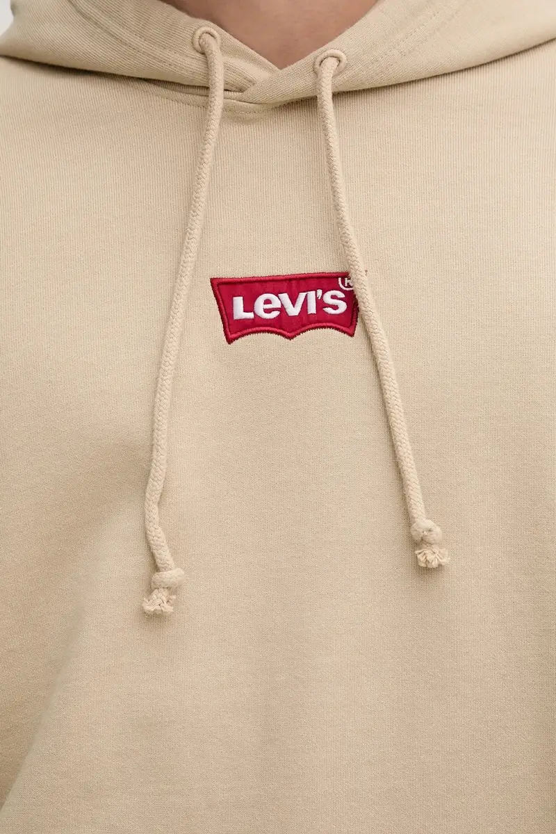 Levi's felpa in cotone uomo colore beige con cappuccio 38479 miniatura 5