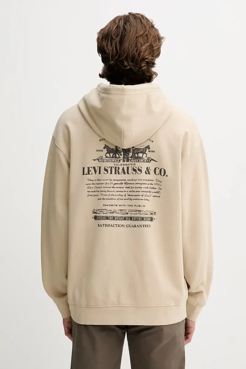 Levi's felpa in cotone uomo colore beige con cappuccio 38479