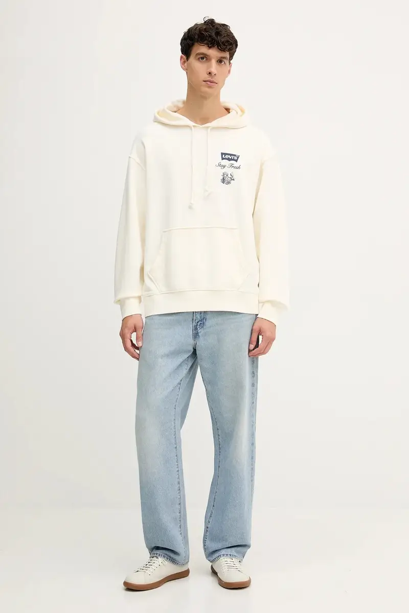 Levi's felpa in cotone uomo colore beige con cappuccio A2639 miniatura 2