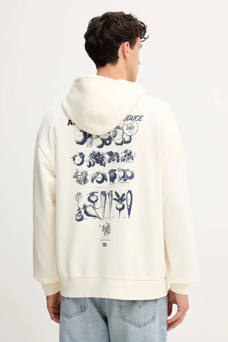 Levi's felpa in cotone uomo colore beige con cappuccio A2639 miniatura 3