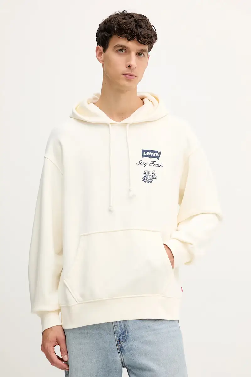 Levi's felpa in cotone uomo colore beige con cappuccio A2639