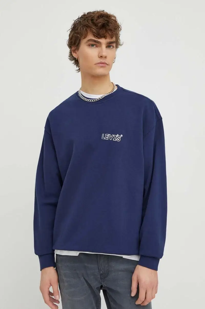 Levi's felpa in cotone uomo colore blu navy