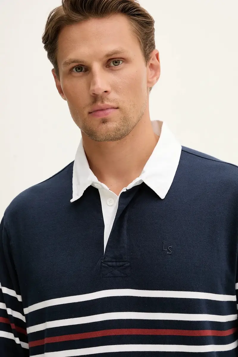 Levi's felpa in cotone uomo colore blu navy A4845 miniatura 4