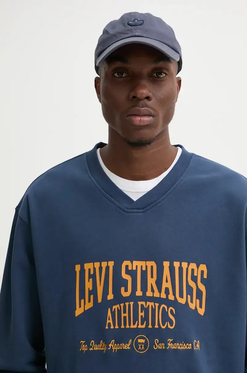 Levi's felpa in cotone uomo colore blu navy A9323 miniatura 4