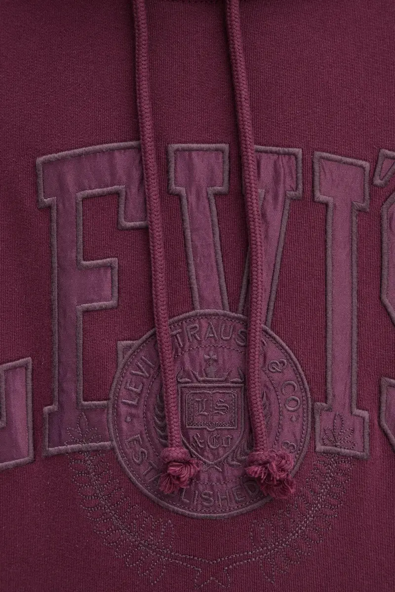 Levi's felpa in cotone uomo colore granata con cappuccio miniatura 5