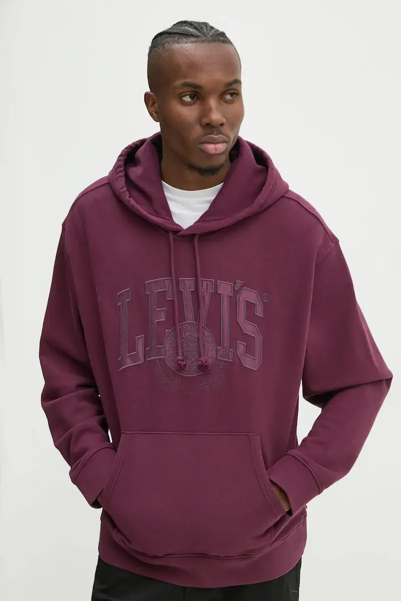 Levi's felpa in cotone uomo colore granata con cappuccio