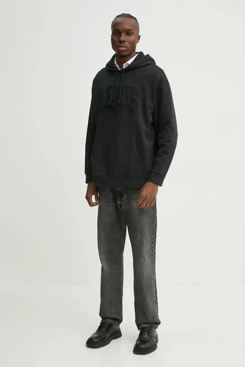 Levi's felpa in cotone uomo colore nero con cappuccio miniatura 2