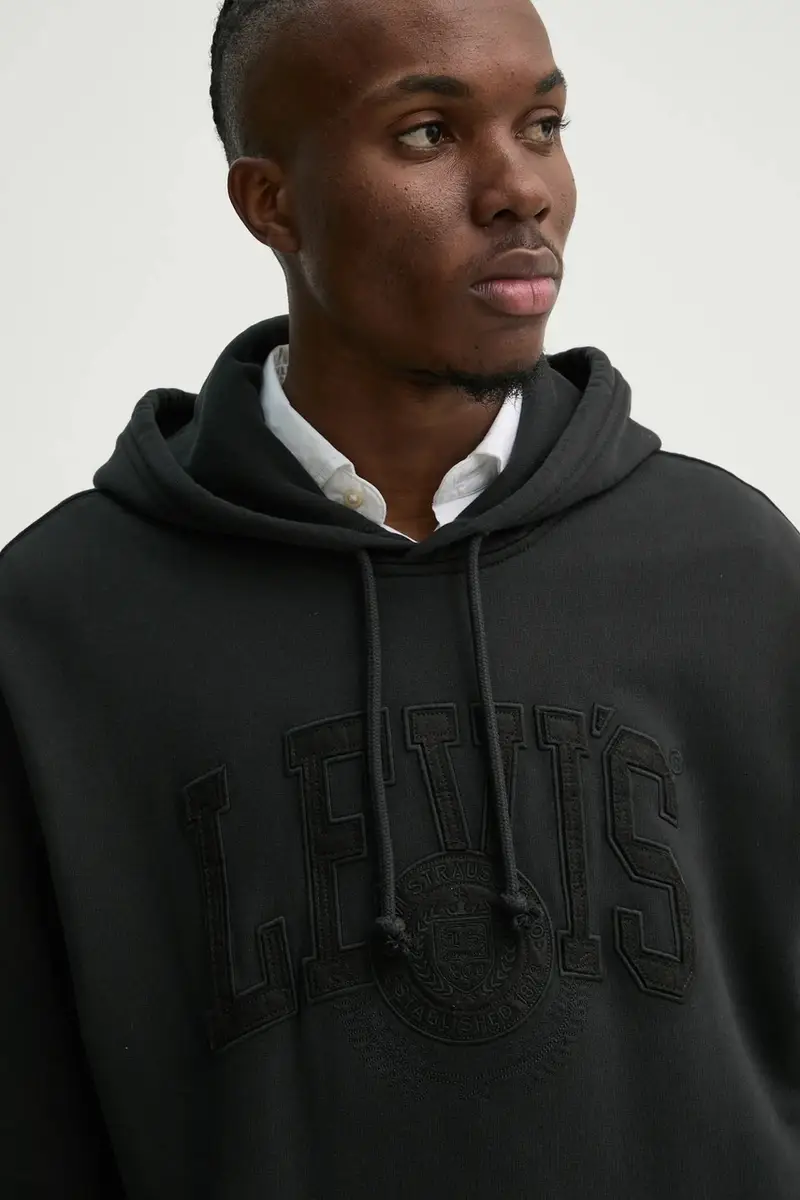 Levi's felpa in cotone uomo colore nero con cappuccio miniatura 4